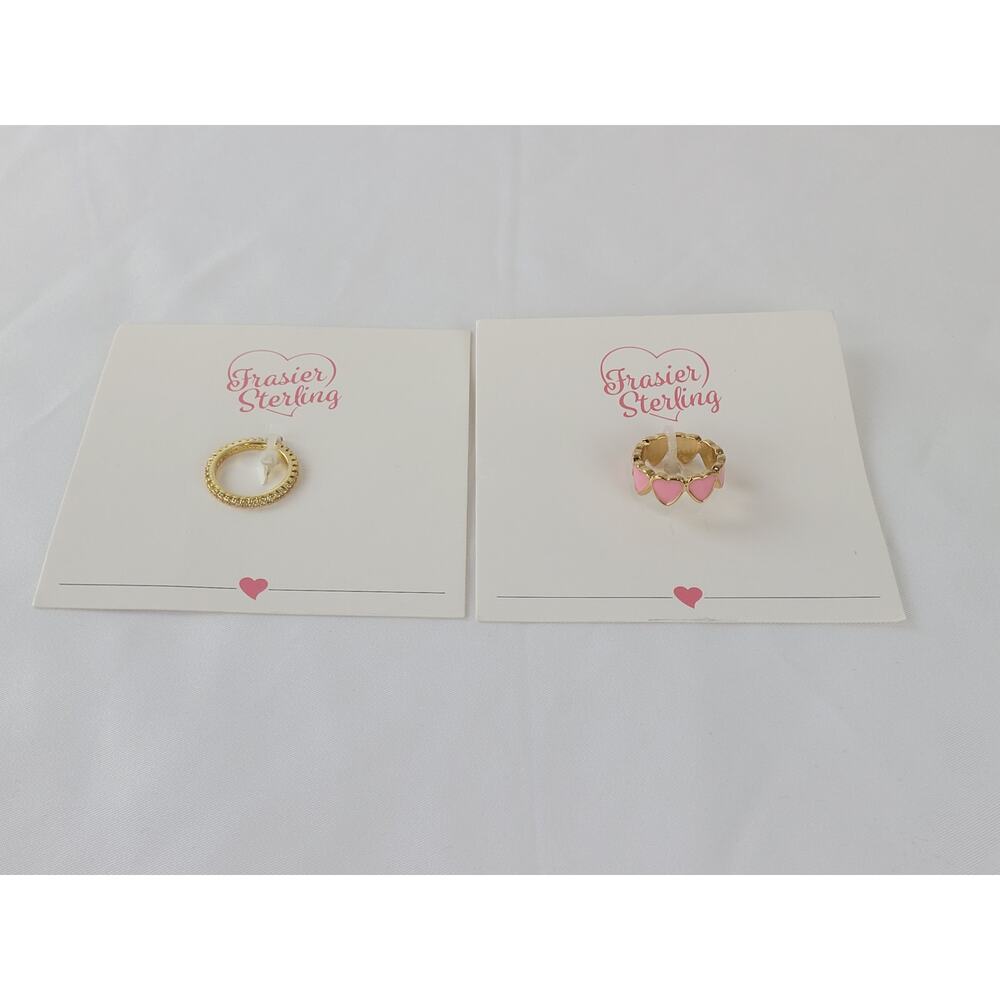 Frasier Sterling Ring Bundle Gold Tone Infinity Heart & Rhinestone Rings Size 5